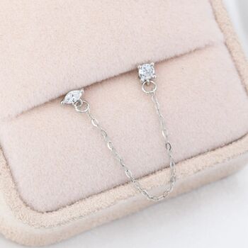 Sterling Silver Chained Earrings For Multiple Piercings, 6 of 12