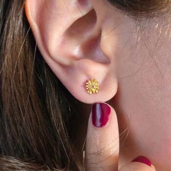 Citrine November Chrysanthemum Stud Earrings, 3 of 5