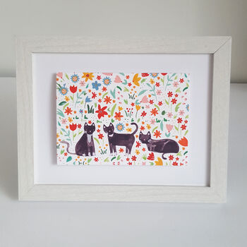 Three Cats Floral Greetings Card, 6 of 9