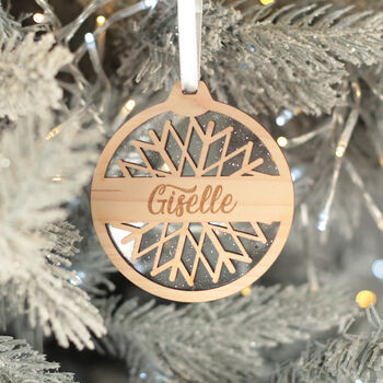 Glitter Snowflake 3D Christmas Tree Decoration Bauble, 2 of 7