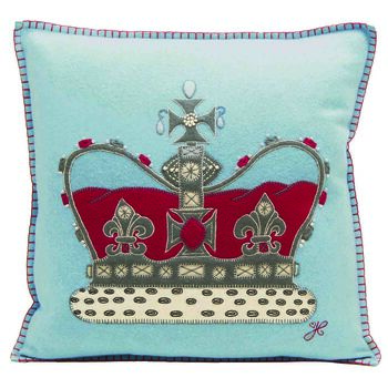 The Crown Coronation Cushion In Navy Or Duck Egg Blue, 3 of 5