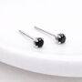 Tiny Sterling Silver Onyx Micro Stud Earrings – 3mm, thumbnail 5 of 6