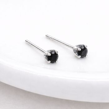 Tiny Sterling Silver Onyx Micro Stud Earrings – 3mm, 5 of 6