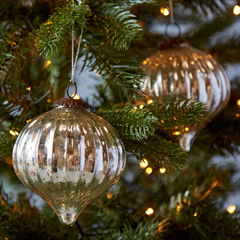 Set Of Two Large Antique Effect Glass Christmas Baubles, 3 of 6