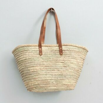 Valencia Shopper Beach Basket With Leather Handles By Bohemia