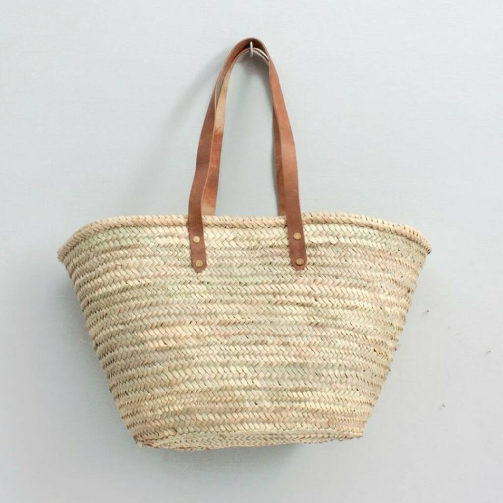 Valencia Shopper Beach Basket With Leather Handles, 1 of 3