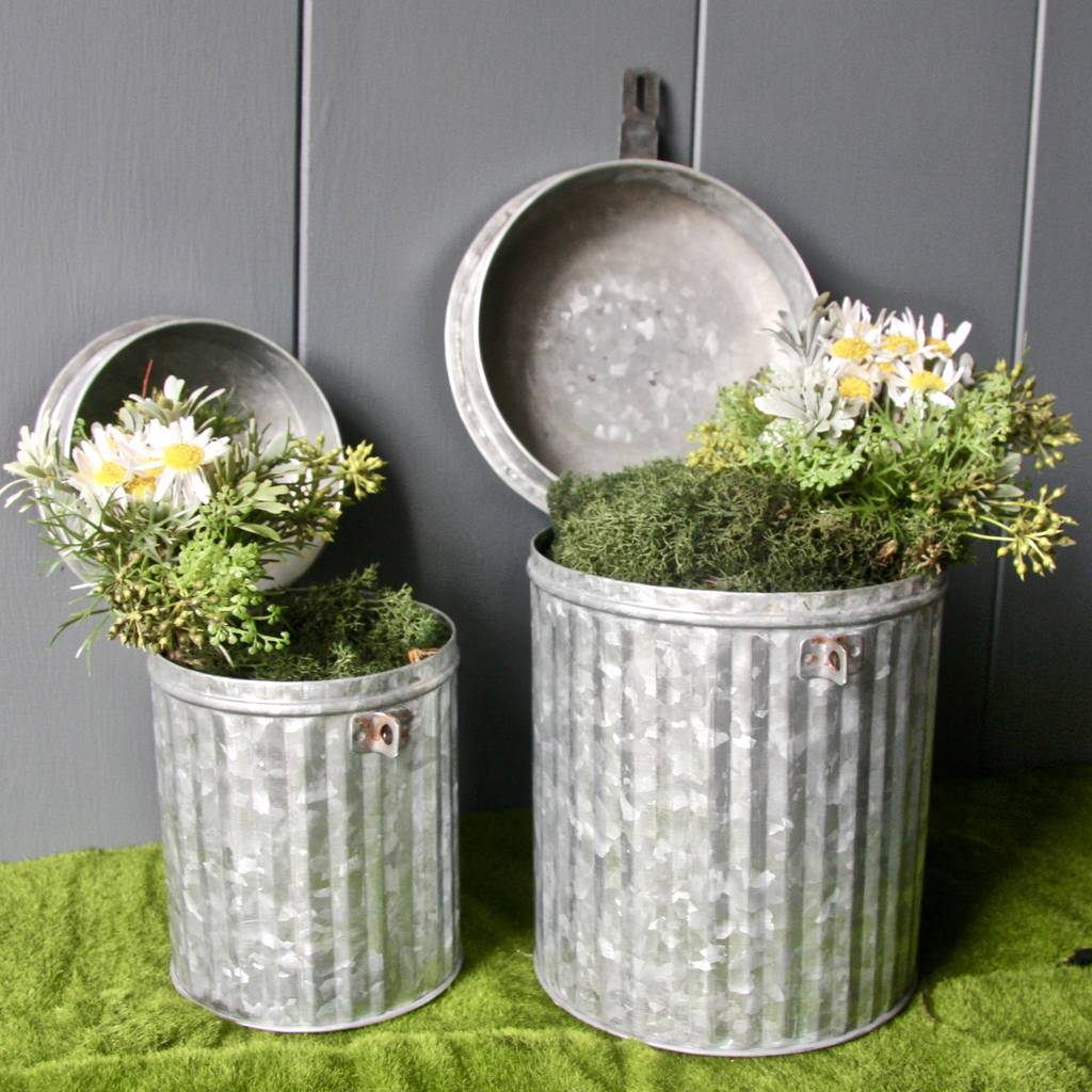 Pair Of Zinc Hinged Lid Planters By London Garden Trading 