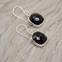 Black Square Onyx Sterling Silver Earrings, thumbnail 1 of 11
