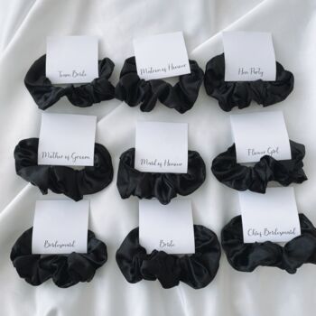 Bridesmaid Black Satin Scrunchie, 2 of 2