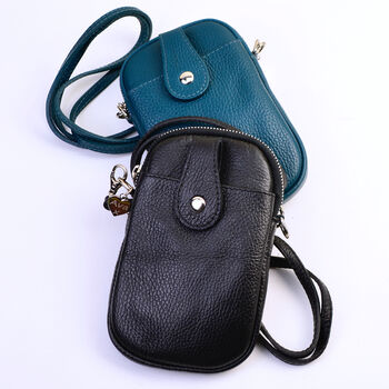 Personalised Leather Crossbody Phone Pouch, 3 of 6