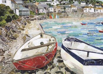 Mousehole Cornwall Upcycled Paper Collage Print, 4 of 5