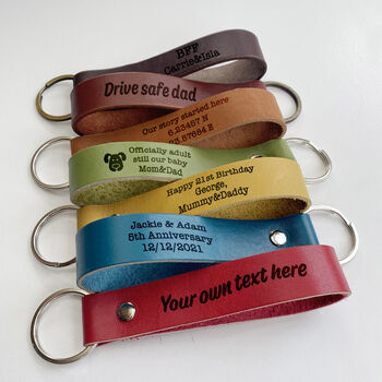 Personalised Leather Keyring, 3rd Anniversary Gift For Couple, 2 of 4