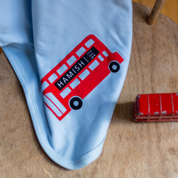 London Bus Personalised Baby Blanket, 5 of 5