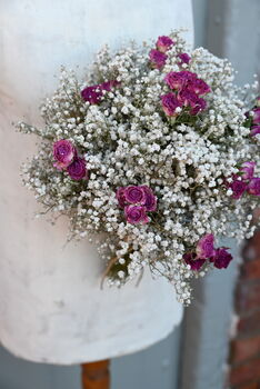Wedding Dried Flower Bouquet Boho Cerise Rose, 2 of 2