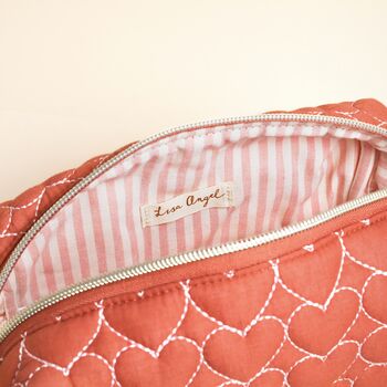 Rust Linen Heart Embroidered Makeup Bag, 3 of 3