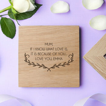 Personalised Mother's Love Oak Photo Cube, 3 of 11
