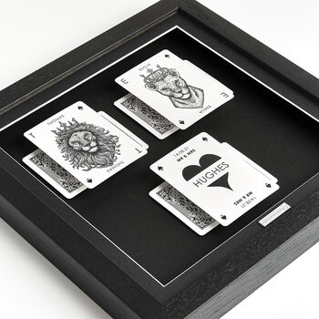 Personalised Mr And Mrs Wedding Gift Lion Playing Cards Frame, 2 of 9