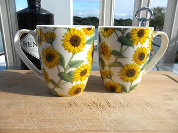 Set Of Four China Aspen Mugs In Sunflower Design, 5 of 12