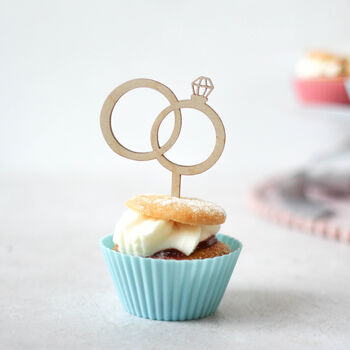 Wooden Cupcake Topper For Weddings Or Engagements, 5 of 5