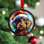 Dachshund Wirehaired In Santa Hat Suncatcher Decoration, thumbnail 4 of 6