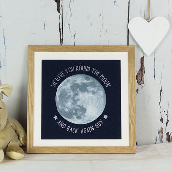 We Love You Round The Moon Personalised Fabric Art, 5 of 5