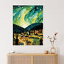 Yukon Northern Lights Green Teal Blue Wall Art Print, thumbnail 1 of 6