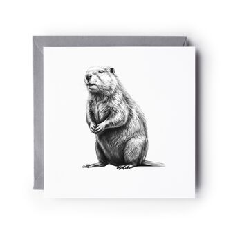 Hand Drawn Beaver Wildlife Greeting Card, 2 of 5
