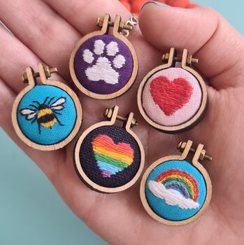 Rainbow Heart Charm Embroidery Kit, 2 of 4