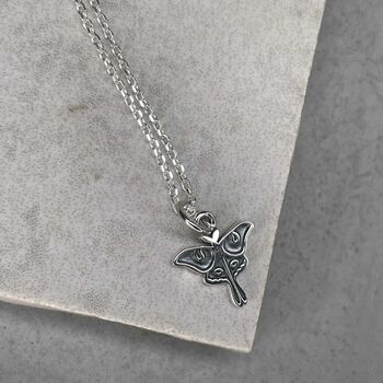 Sterling Silver Luna Moth Necklace, 10 of 11