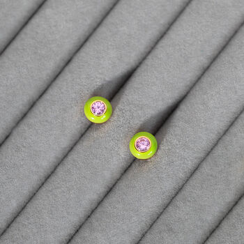 Pink And Green Earrings Sterling Silver And Enamel, 3 of 8