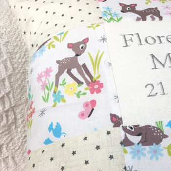 Baby Deer Name And Date Cushion, 5 of 5