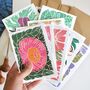 Colourful Linocut Birth Flower Notecards Set Of 12, thumbnail 2 of 10