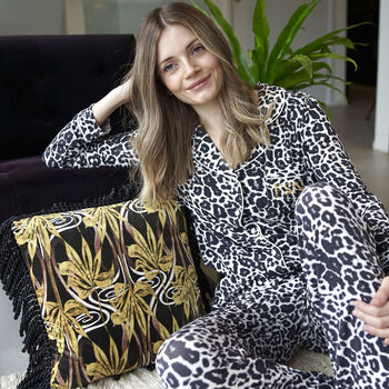 Leopard Print Bamboo Pyjama Set, 2 of 2