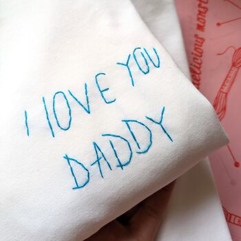 Personalised Child's Handwriting Embroidered T Shirt For Father's Day, 3 of 7