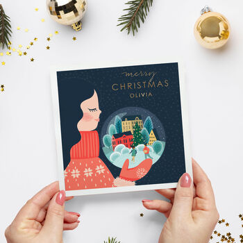 Personalised Snow Globe Christmas Card, 2 of 8