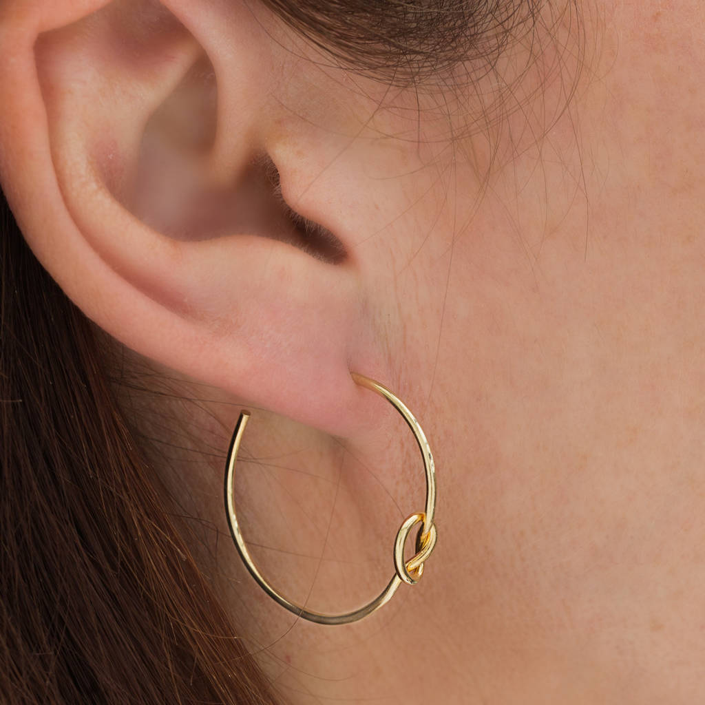 Love Knot Hoop Earrings In Silver Or Gold By Bish Bosh Becca Notonthehighstreet Com
