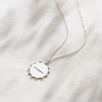 Personalised Cluster Crown Disc Necklace, 4 of 9