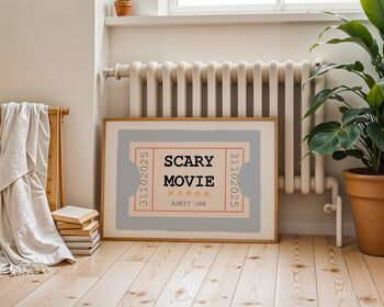 Scary Movie Ticket Halloween Art Print, 3 of 6