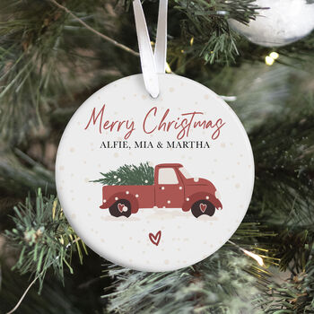 Personalised Merry Christmas Ceramic Ornament For Family, 3 of 8
