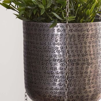 Zaio Triple Hammered Metal Hanging Planters, 3 of 4