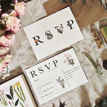Vintage Wildflower Botanical Wedding Invitation Stationery, 10 of 12
