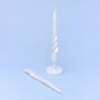 G Decor Twiselle Set Of Two Spiral Twisted Hand Dipped Dinner Pearl White Taper Candles, thumbnail 1 of 2