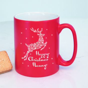 Personalised Black Reindeer Christmas Mug, 3 of 5
