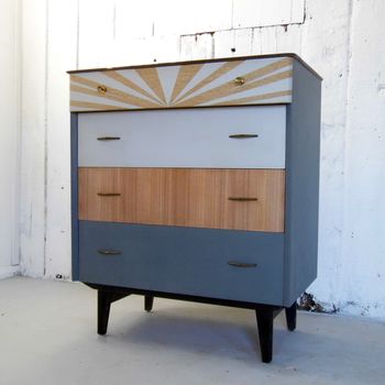 Geometric Monochrome Painted Chest Of Drawers, 3 of 4