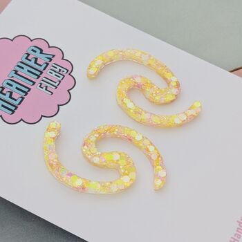 Squiggle Glitter Resin Earrings / Abstract Wavy Jewellery / Bold Colourful Jewellery / Dopamine Dressing Gift, 10 of 12