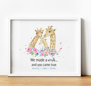 Personalised New Baby Adoption Gift Giraffe Print, 2 of 4