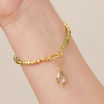 Green Peridot And Gold Plated Silver Bracelet, 5 of 12