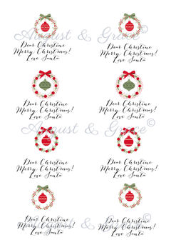 Personalised Christmas Gift Tag Stickers 'baubles' By Peach Tea Studio 