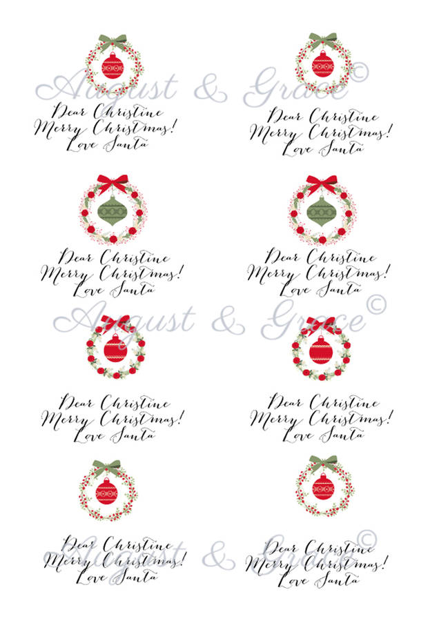 personalised christmas gift tag stickers 'baubles' by august & grace ...