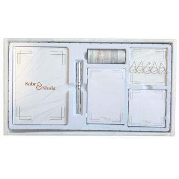 Sabr And Shukr Stationery Gift Set White And Rose Gold, 6 of 8